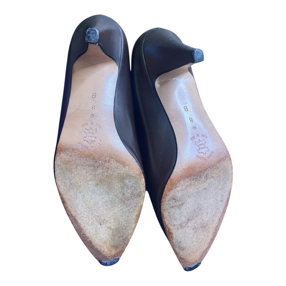Vintage Amalfi Italy Brown Leather Pumps Classic Pointed Toe Heels - Picture 6 of 9